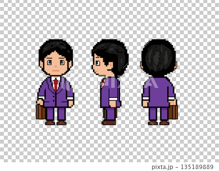 Working man _ pixel art _ purple suit Working man _ pixel art _ purple suit 135189889