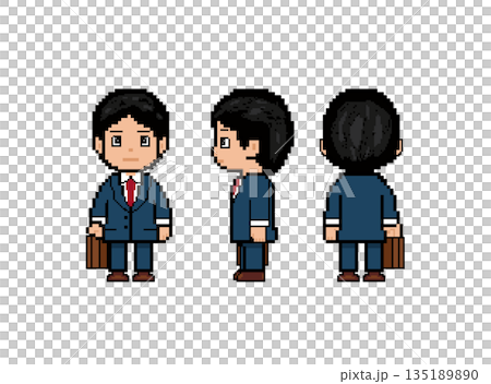 Working man _ pixel art _ blue suit Working man _ pixel art _ blue suit 135189890