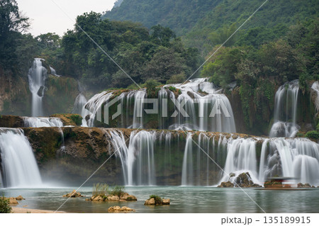 Detian Falls cascading water creating a beautiful landscape in Vietnam 135189915