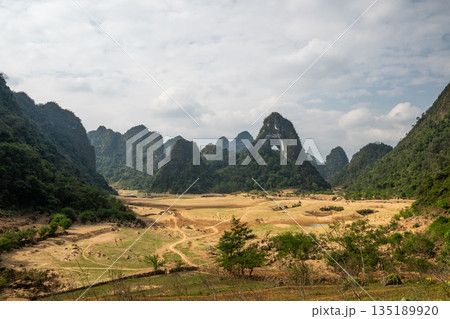 Gods Eye Mountain dominating dry valley in Vietnam 135189920