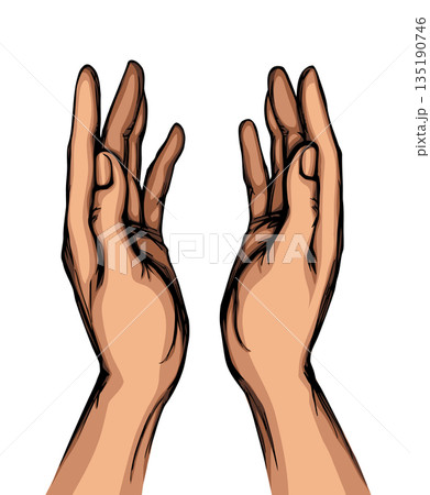 Asking hands. Vector drawing icon 135190746