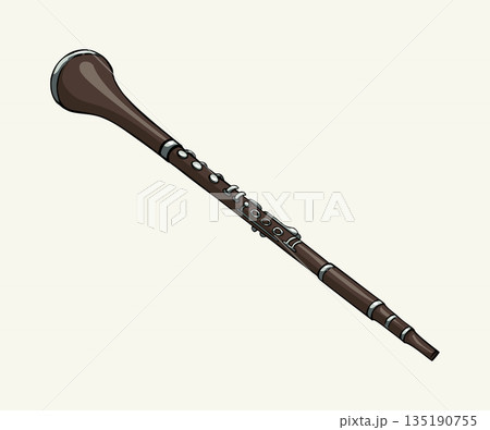 Vector line drawing of clarinet 135190755