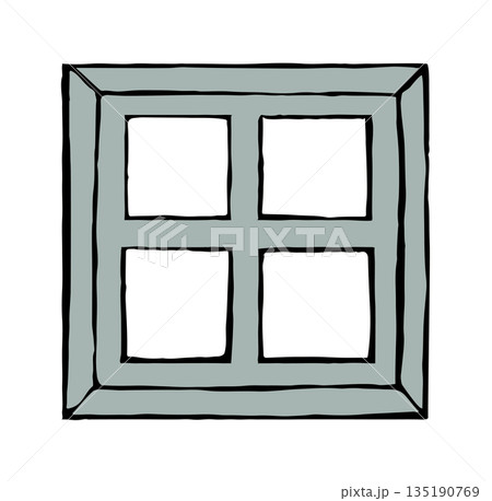 Vector drawing. Old wooden windowのイラスト素材 [135190769] - PIXTA