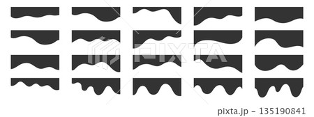 Wavy header set with curved dividers and silhouette borders for UI section layouts, app templates and modern print or packaging design. Minimal vector collection 135190841