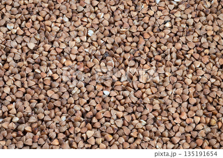 Massive agricultural grain mound illustrating supply chain specifics, Enormous bulk heap of buckwheat demonstrating scale and logistic organization for market presentation Massive agricultural grain mound illustrating supply chain specifics, Enormous bulk heap of buckwheat demonstrating scale and logistic organization for market presentation 135191654
