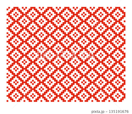 Red Traditional Ukrainian Embroidery Tile Background Red Traditional Ukrainian Embroidery Tile Background 135191676