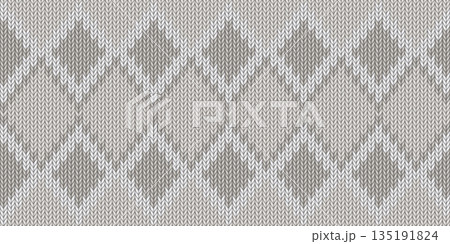 Gray and white diamond knitted seamless pattern 135191824