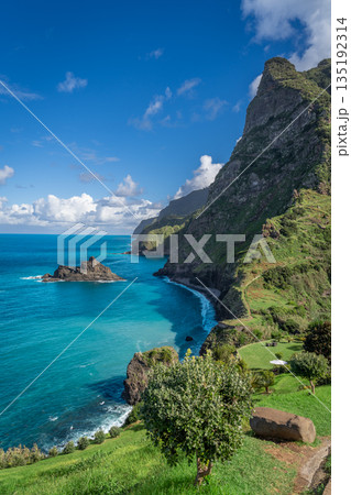 Miradouro de Sao Cristovao with Blue Sky and Turquoise Sea Miradouro de Sao Cristovao with Blue Sky and Turquoise Sea 135192314