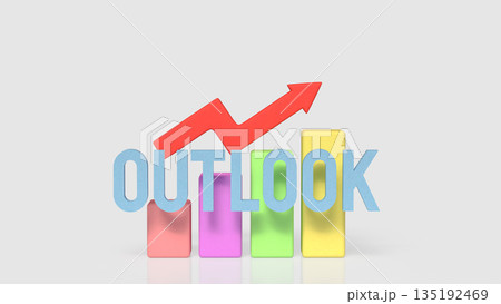 Positive Business Outlook Concept with Growth Chart and Upward Arrow 3d render. 135192469
