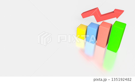 Business Performance Growth Concept with Colorful Bar Chart and Rising Arrow 3d render. 135192482