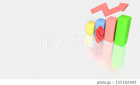 Business Revenue Growth Concept with Dollar Symbol Bar Chart and Rising Arrow 3d render. Business Revenue Growth Concept with Dollar Symbol Bar Chart and Rising Arrow 3d render. 135192485