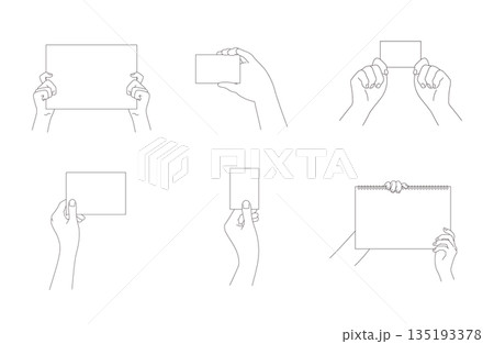 紙と持つ手のイラスト素材セット 135193378