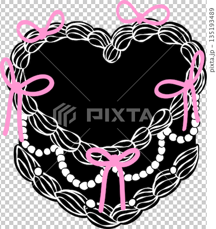 Coquette Vintage heart cake black and white with pink bows Coquette Vintage heart cake black and white with pink bows 135193489
