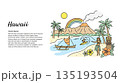イラスト素材：ハワイの風景イメージ 135193504