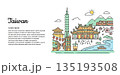 イラスト素材：台湾の風景イメージ 135193508