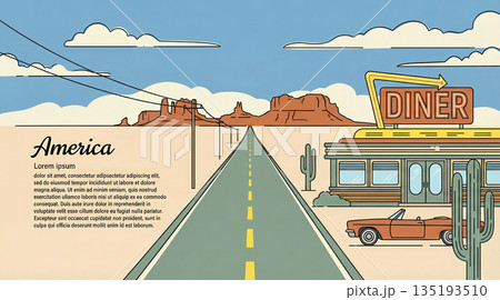 イラスト素材：アメリカの風景イメージ 135193510