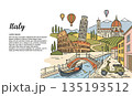 イラスト素材：イタリアの風景イメージ 135193512