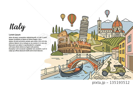 イラスト素材：イタリアの風景イメージ 135193512