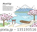 イラスト素材：富士山、日本の風景イメージ 135193516