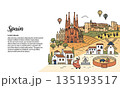 イラスト素材：スペインの風景イメージ 135193517