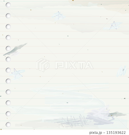 Used old notebook paper square background with stained effect graphic illustration have blank space. Used old notebook paper square background with stained effect graphic illustration have blank space. 135193622