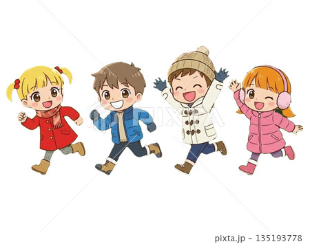 楽しく走っている小学生 135193778