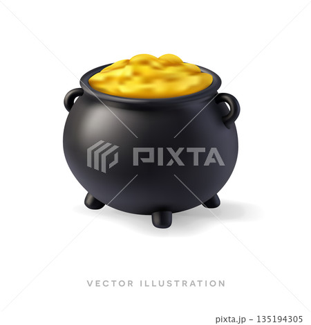 3d pot of gold with coins. Casino jackpot render. Treasure bonus slot symbol, gambling fortune. St. Patricks day illustration 3d pot of gold with coins. Casino jackpot render. Treasure bonus slot symbol, gambling fortune. St. Patricks day illustration 135194305