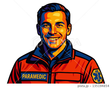 smiling male paramedic uniform vector illustration smiling male paramedic uniform vector illustration 135194854