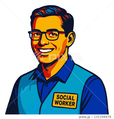 smiling social worker vector illustration 135194878
