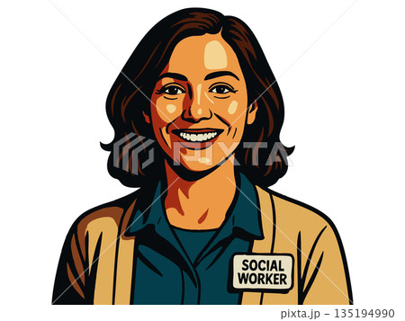 smiling social worker vector illustration 135194990