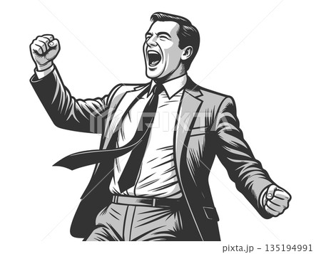 businessman celebrating career success vector businessman celebrating career success vector 135194991
