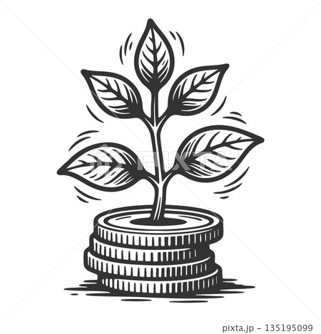 Plant growing coins symbolizing financial growth 135195099