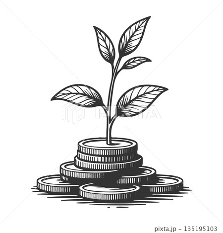 Plant growing coins symbolizing financial growth Plant growing coins symbolizing financial growth 135195103