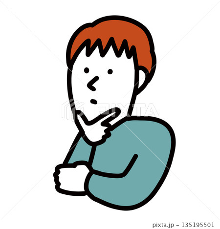 考えるポーズの男性 イラストアバター 考えるポーズの男性 イラストアバター 135195501
