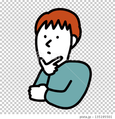 考えるポーズの男性 イラストアバター 考えるポーズの男性 イラストアバター 135195501