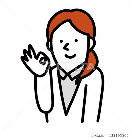 OKポーズをする女性 企業で働くビジネスマン イラストアバター OKポーズをする女性 企業で働くビジネスマン イラストアバター 135195503