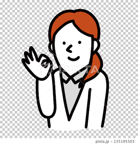 OKポーズをする女性 企業で働くビジネスマン イラストアバター OKポーズをする女性 企業で働くビジネスマン イラストアバター 135195503