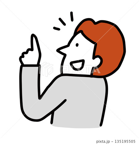 指をさす男性　企業で働くビジネスマン　イラストアバター 135195505