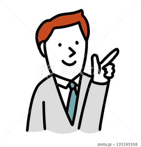 指をさす企業で働くビジネスマン　イラストアバター 135195508