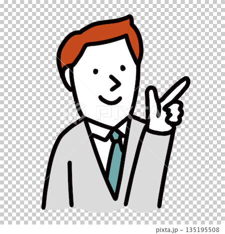 指をさす企業で働くビジネスマン　イラストアバター 135195508