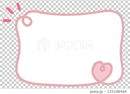 クレヨンラインのカーリーハート四角フレーム/くすみピンク 135196484