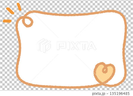 クレヨンラインのカーリーハート四角フレーム/くすみオレンジ 135196485