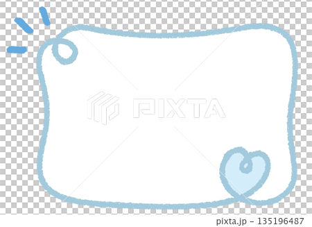 クレヨンラインのカーリーハート四角フレーム/くすみブルー 135196487