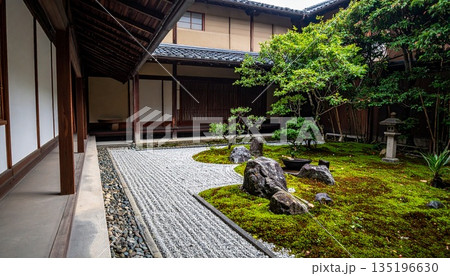 【AI生成画像】京町屋で四季折々楽しめる坪庭 135196630
