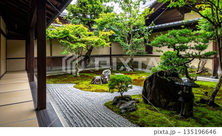 【AI生成画像】京町屋で四季折々楽しめる坪庭 135196646