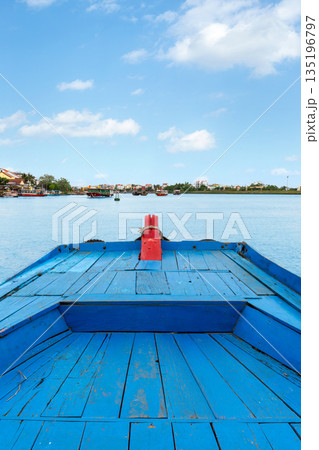 Boats on the Thu Bon River in Vietnam 135196797