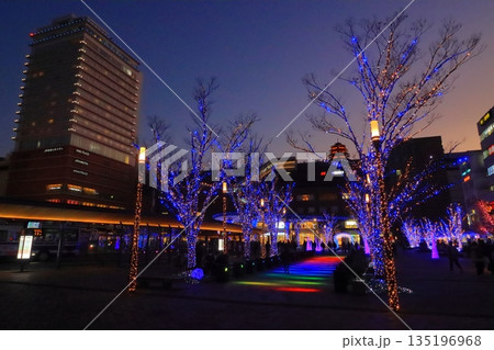 夕暮れの大分駅北口(イルミネーション・大分市) 夕暮れの大分駅北口(イルミネーション・大分市) 135196968