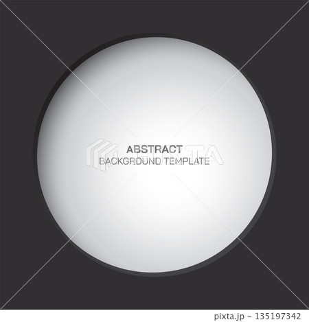 3D circle frame paper cut style on matt black square background graphic illustration have blank space. 135197342