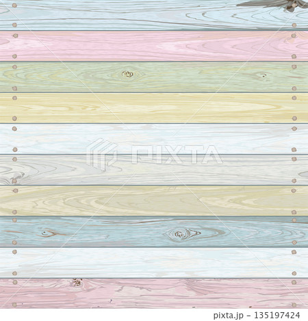 Mixed used cut timber panels pastel painted fade condition square background graphic illustrated. Wooden texture pattern tropical style. 135197424