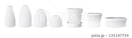 Minimalist ceramic porcelain vase and pot white color isolated various shapes graphic illustration. Minimalist ceramic porcelain vase and pot white color isolated various shapes graphic illustration. 135197754